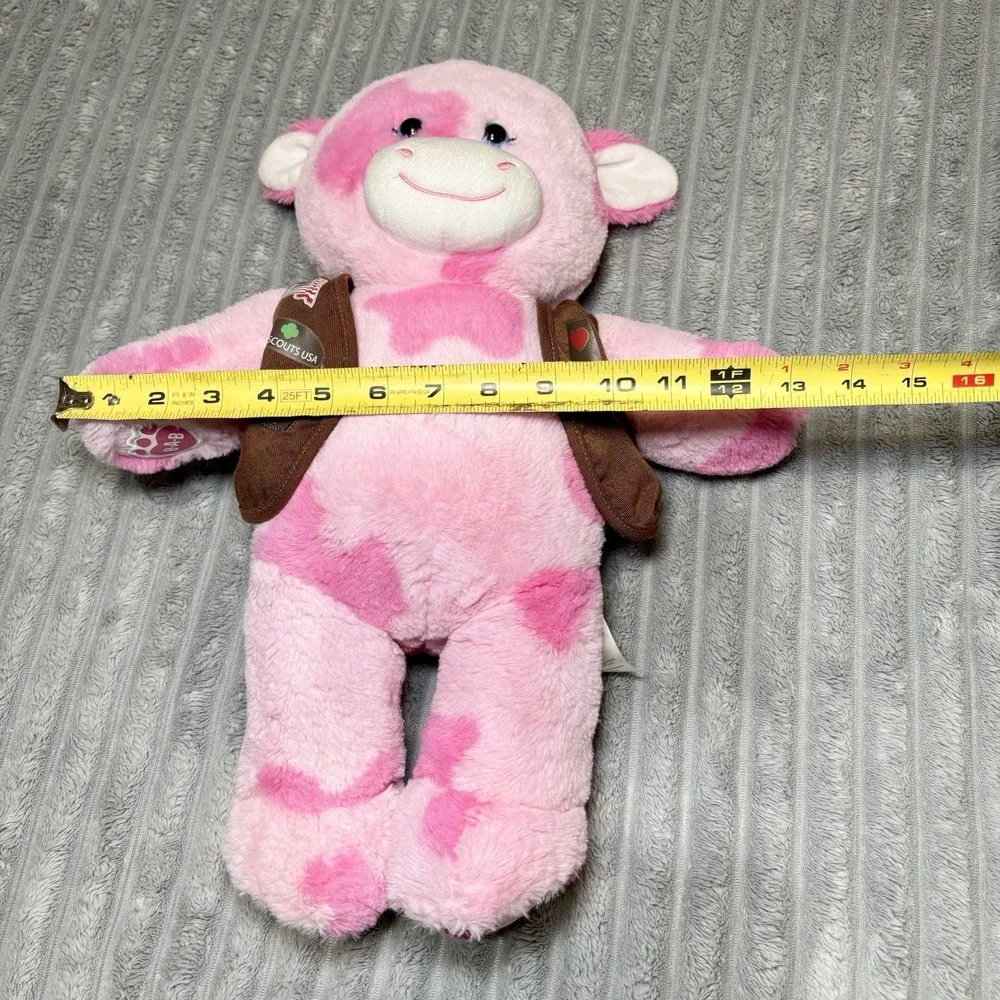 Build-A-Bear Pink Cow with Girl Scouts USA With Girl Scout Brown Vest‎
